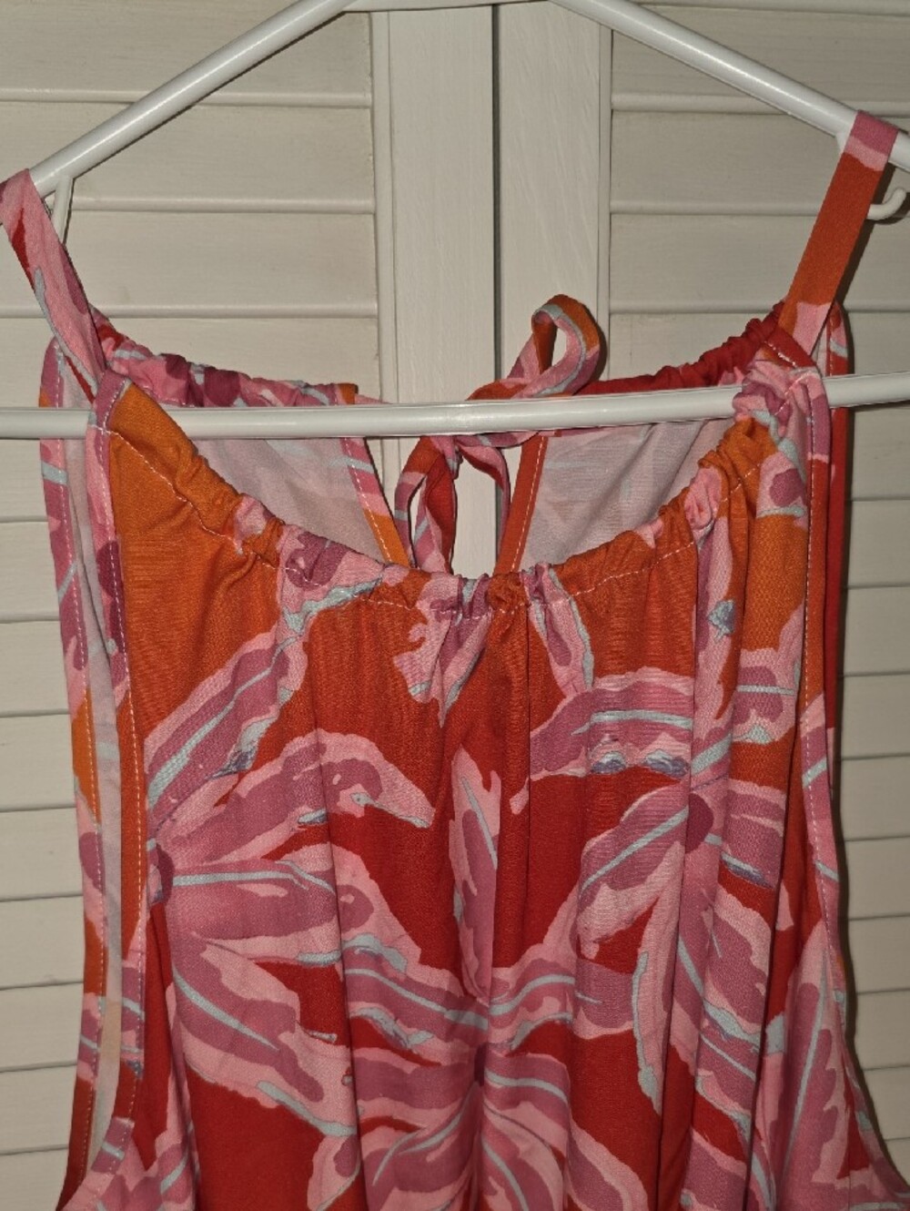 NWT Orange Floral Halter Maxi Dress, Tie Waist and Pockets! - Picture 4 of 5